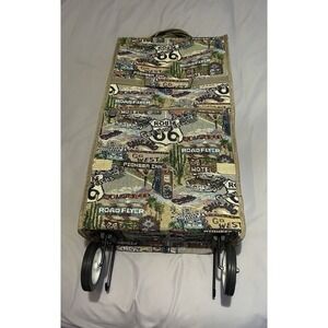 Jade Tapestry Route 66 Vintage Shopping Travel Tote‎ Bag With Wheels